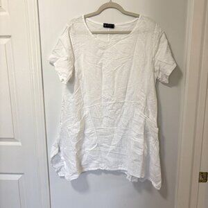 BELLA AMORE 100% Linen Made in Italy Summer Blouse in white size ?XL